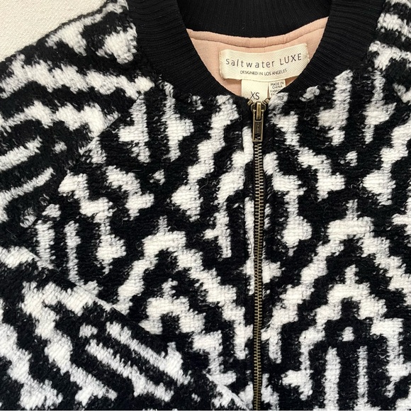 NWOT Saltwater LUXE | Black & White Wool Bomber Jacket | Size XS - Picture 2 of 3